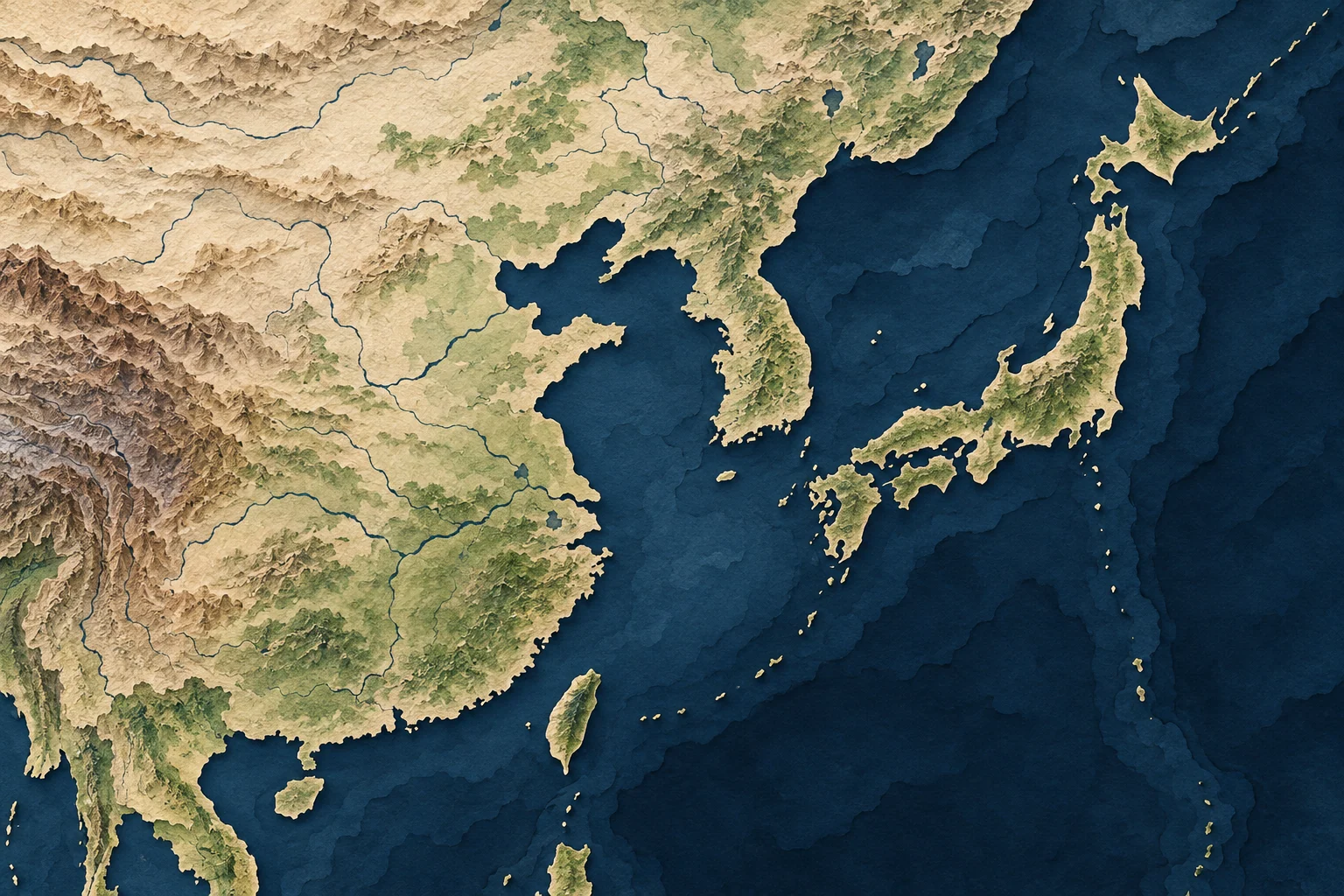 Illustration: East Asian coast, Korean peninsula and Japanese archipelago